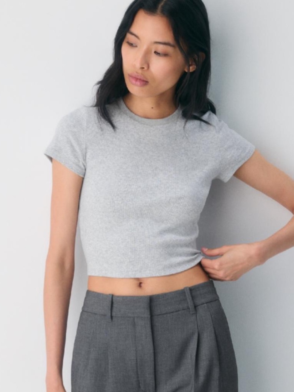 Aritzia Crew Waist Heather Chrome Top
